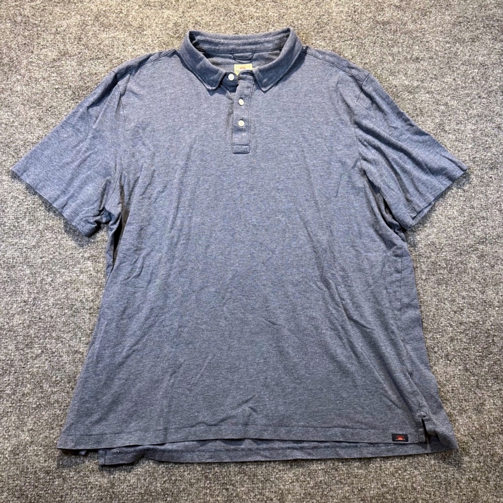 Faherty Polo Shirt Mens XXL Blue Heathered Knit Short Sleeve Beachy Casual
